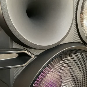 welded metal net frame onto plastic speaker case2